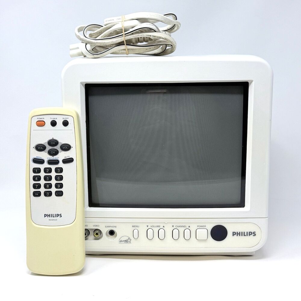 Philips PR0930X401 9 Inch CRT TV White Retro Gaming Television Remote Tested